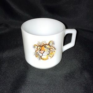 Vintage Esso Exxon TIGER Milk Glass Coffee Cup/Mug~Fire King